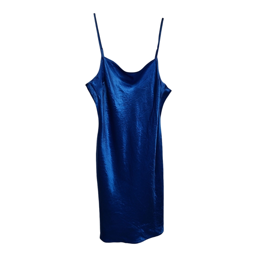 Babaton Bright Sapphire Satin Slip Dress - Size M - Picture 2 of 5